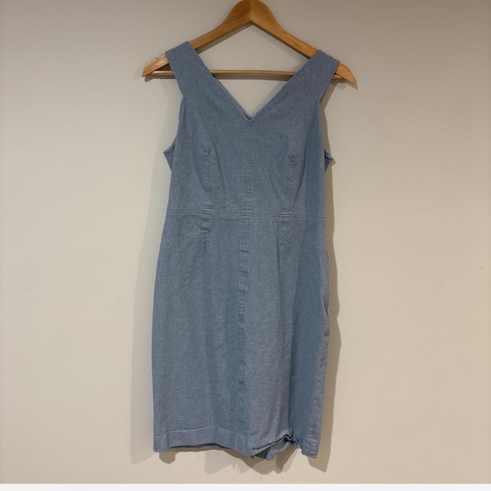 Banana Republic Blue Denim V-Neck Sleeveless Dress Size 8 Petite
